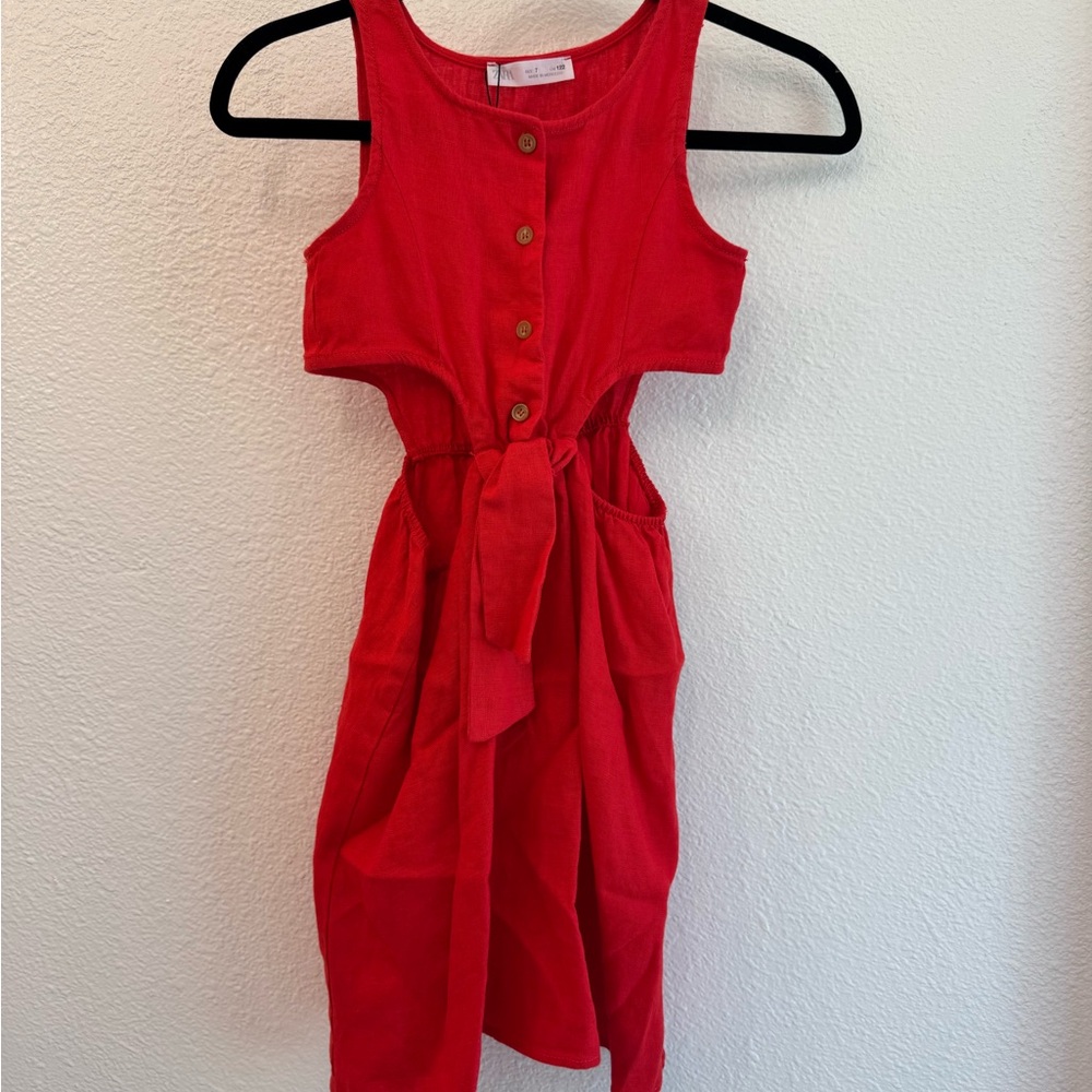 Zara Vibrant Red Button-Front Dress